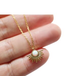 Gold Opal Sunshine Necklace & Earrings Set