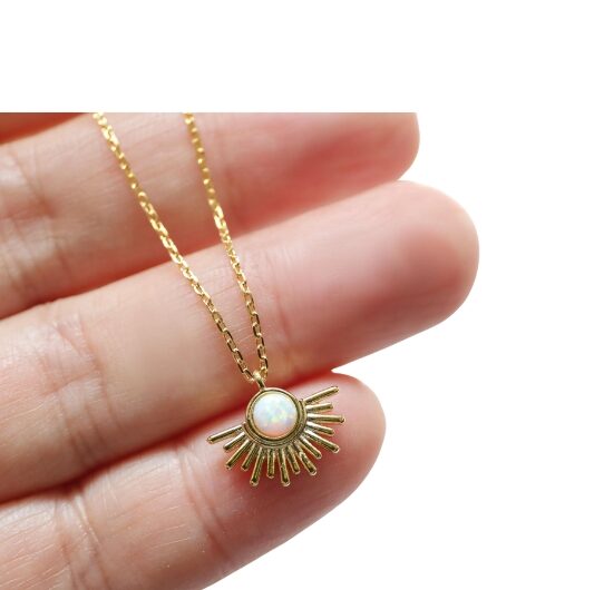 Gold Opal Sunshine Necklace & Earrings Set