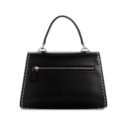 Guess Polyurethane Black Solid Women Sestri Top Handle Flap Sling Bag