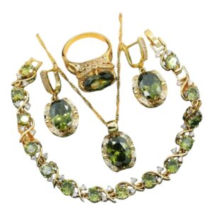 Luxury Olive Green AAA Zirconia Jewelry Set
