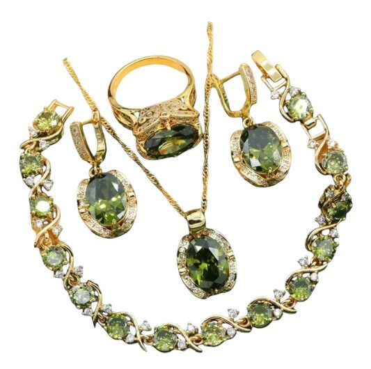 Luxury Olive Green AAA Zirconia Jewelry Set